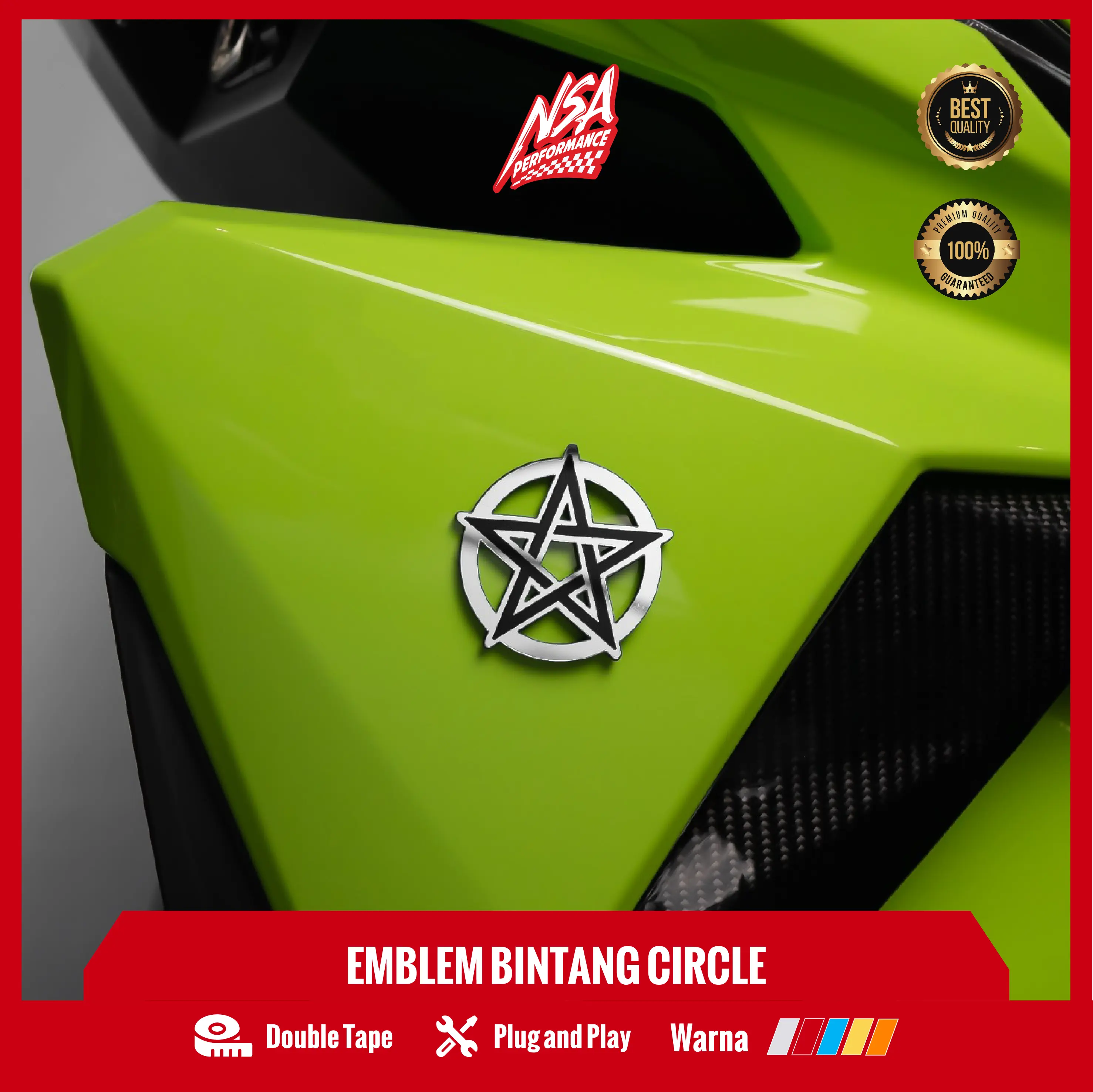 NSA EMBLEM BINTANG EMBLEM MOTOR UNIVERESAL LOGO STAR CIRCLE EMBLEM TIMBUL Motorcycle