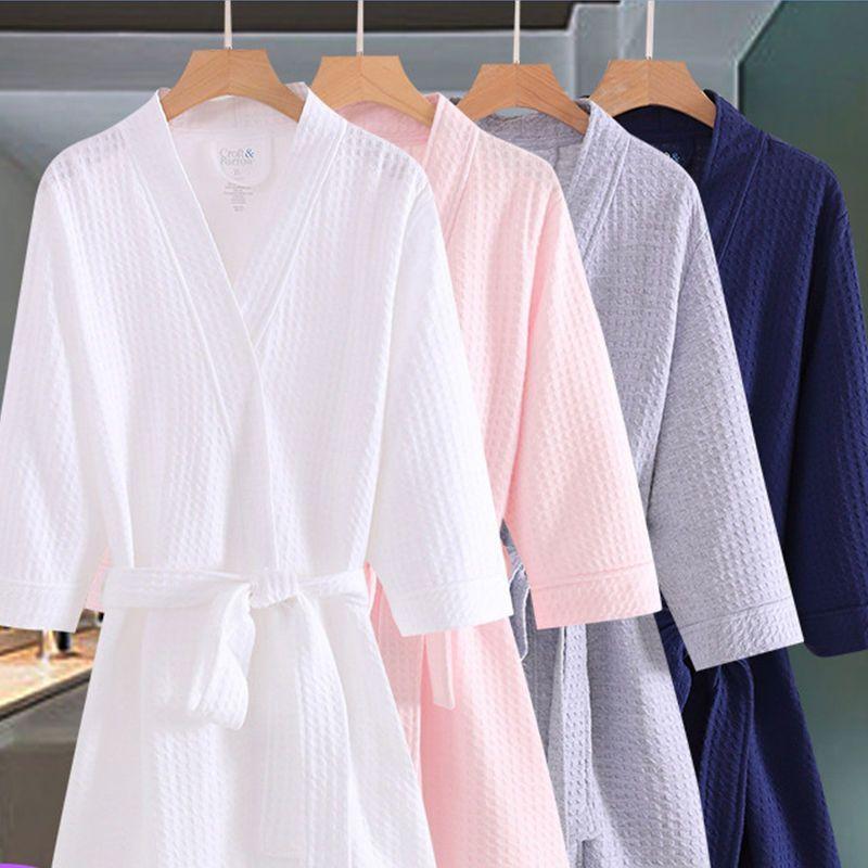 Áo choàng tắm, mỏng, rộng rãi, dành cho nam và nữ, thích hợp cho mùa Mùa Xuân và mùa thu, cỡ lớn cho khách sạn, thấm hút, áo choàng tắm, áo choàng buổi sáng mùa hè, đồ ngủ cặp đôi 0