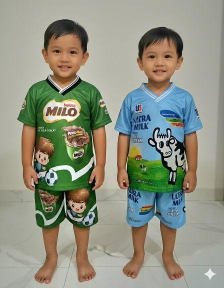 setelan baju anak snack viral kaos oreo milo indomie jersey premium usia 2-10tahun