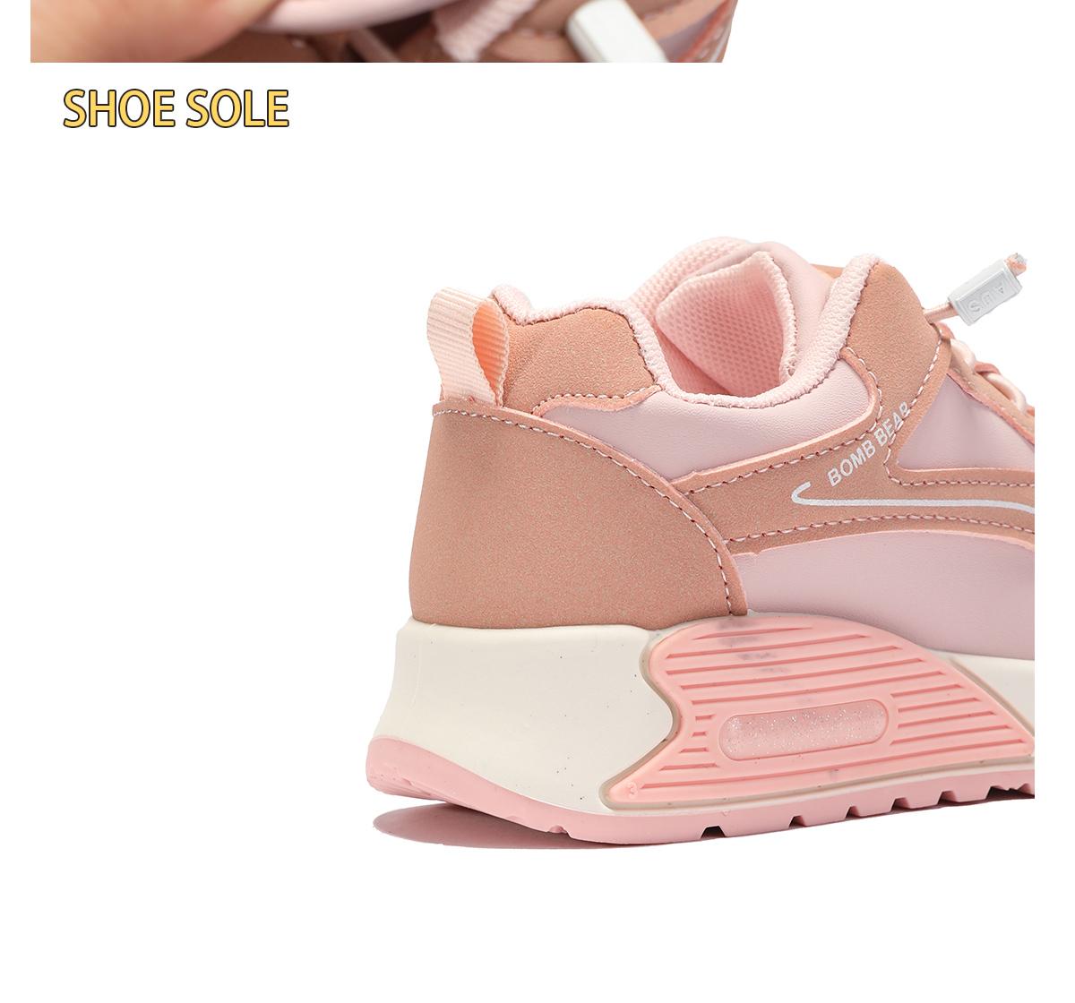 BOMBBEAR 6308 Sepatu Sekolah Anak Dengan Fashion Sneakers Mesh Sintetis Premium, Kualitas Nyaman Lentur Ringan Desain Ergonomis untuk Aktivitas Aktif Si Kecil! warna Hitam, Pink, Khaki dan Abu dengan size 26-37