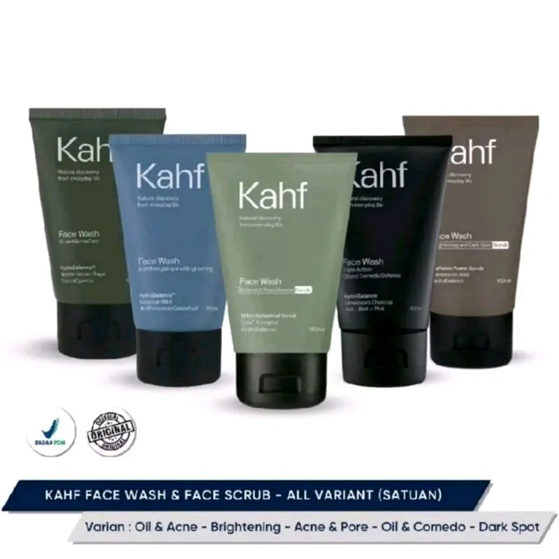 KAHF Face Wash & Face Scrub [ ORI 100% ] - Skincare Pria - Sabun Pembersih Wajah Pria