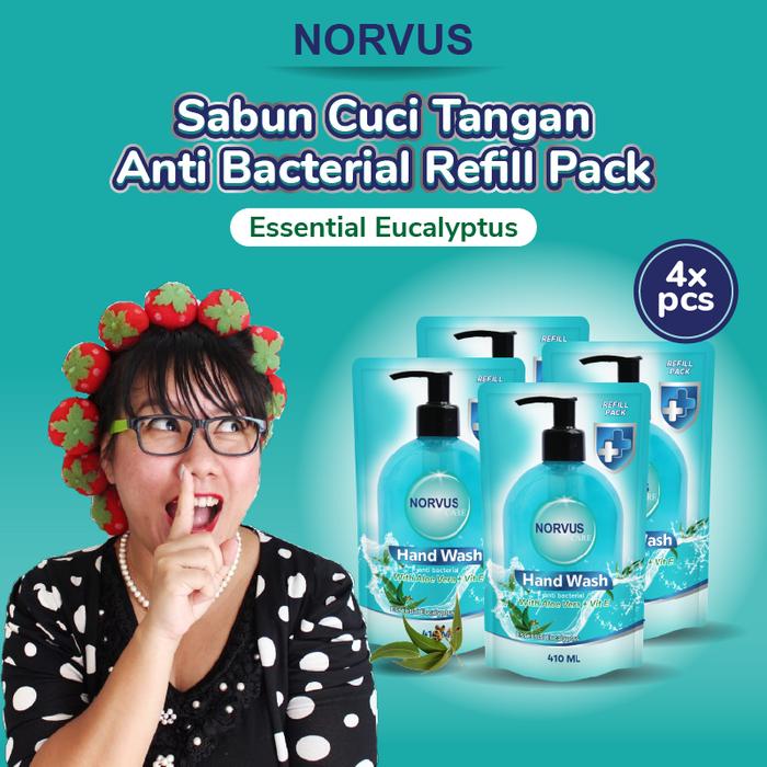 Gambar Norvus x Mommy Wongndeso - Sabun Cuci Tangan Essential Eucalyptus Refill 4x 410ml dari Norvus Indonesia Kota Administrasi Jakarta Barat Tokopedia