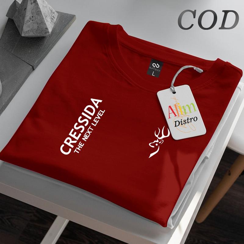 COD !!! Baju Kaos Distro Cressida Kirka Keren Text Putih Premium Quality Kaos Cotton Combed 30s Lengan Pendek T-Shrit Koas Unisex Pria/Wanita 1