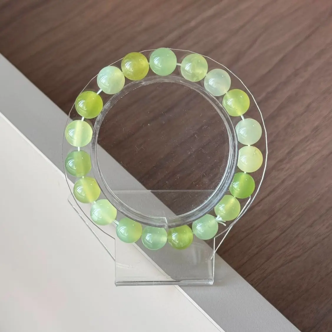 Gelang Giok Xiuyu Hijau Asli Alami Ukuran Sekitar 10 mm/butir