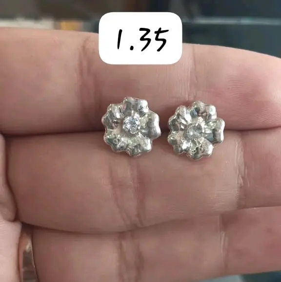 Anting bunga kopong  (perak) murni