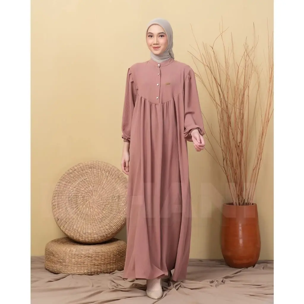 DRESS AMARA bahan crinkle airflow terbaru 2024 gamis lebaran LD 125 panjang 135
