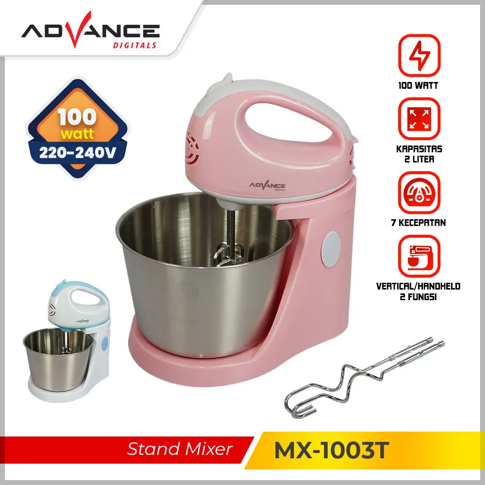 Advance MX-1003T Stand Mixer listrik 2in1 Dengan 7 Kecepatan - Garansi 1 Tahun Wadah stainless steel free pengaduk kontrol kecepatan baru