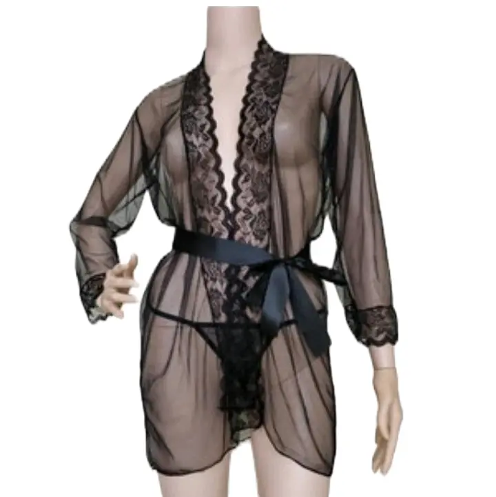 Jual Kl20x Lingerie kimono renda transparan 6