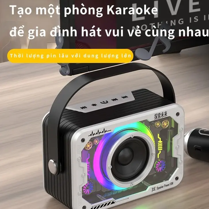 [VOKUSS] Loa V9 kết nối với điện thoại, máy tính bảng,... tiện lợi, nhanh chóng qua Bluetooth. âm thanh bass tốt, hỗ trợ thẻ nhớ TF, âm thanh lớn, chất âm tốt, đèn led nhiều màu sắc tạo nên không khí sôi động khi nghe nhạc