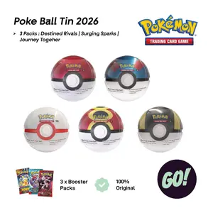 Pokemon Poke Ball Tin - 2025 - 3 x Booster Packs - Pokemon TCG English - Surging Sparks | Journey Together | Destined Rivals
