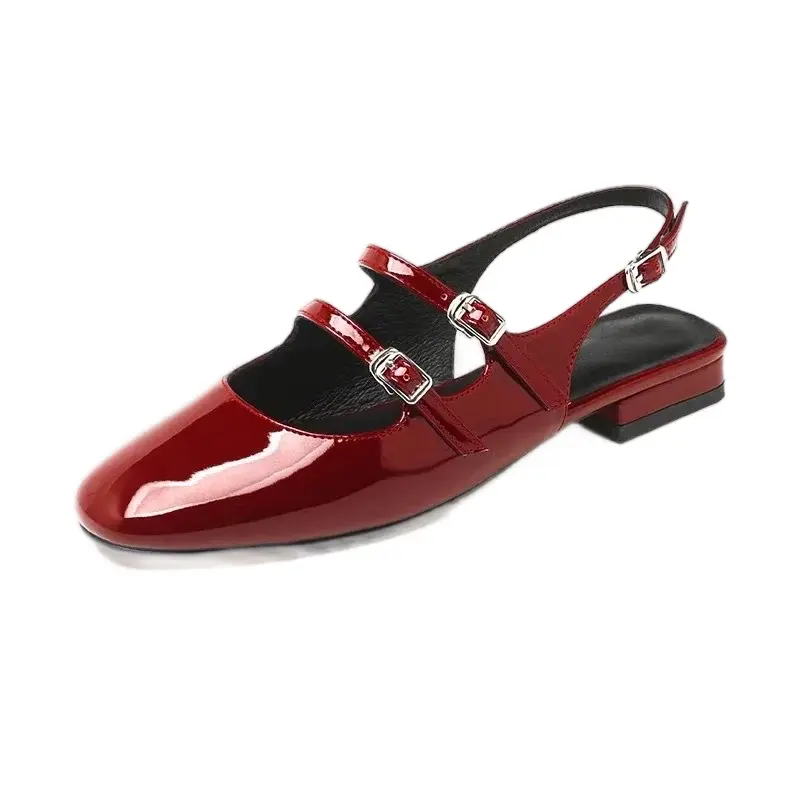 Sepatu Wanita DOOBY Mary Jane Gesper Dua 3 cm Sintetis Tinggi Elegan Glossy Mudah Dibersihkan shoes coquette Heels Selempang New 2