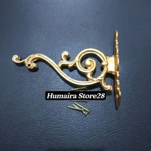 Siku Rak Dinding / Gantungan Sebaguna / Pot Bunga / Buku / Baju DLL Kuning Gold Antik Aluminium