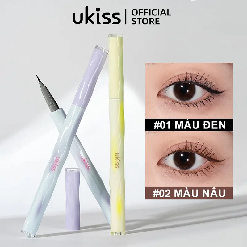 UKISS - Bút Kẻ Mắt Nước 0.5ml, Đầu Siêu Mảnh, Chống Thấm Nước,Chống Nhòe, Lâu Trôi, Mỹ Phẩm Trang Điểm Cho Nữ 1