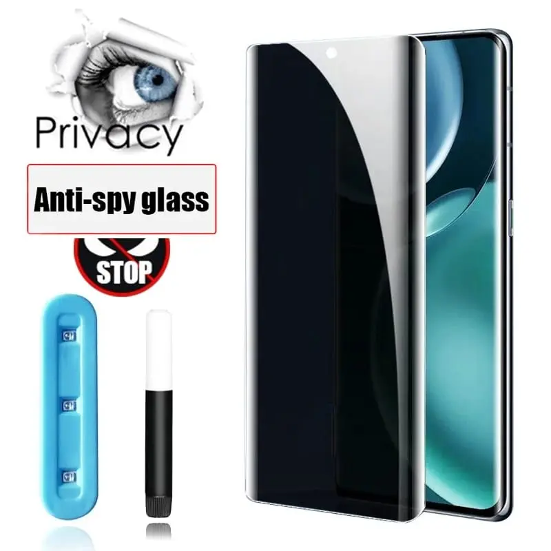 Viv0 V27 V30E UV Curved Temperes Glass Antigores Spy Privacy Anti Intip UV Liquid Full Glue Anti Static Esd