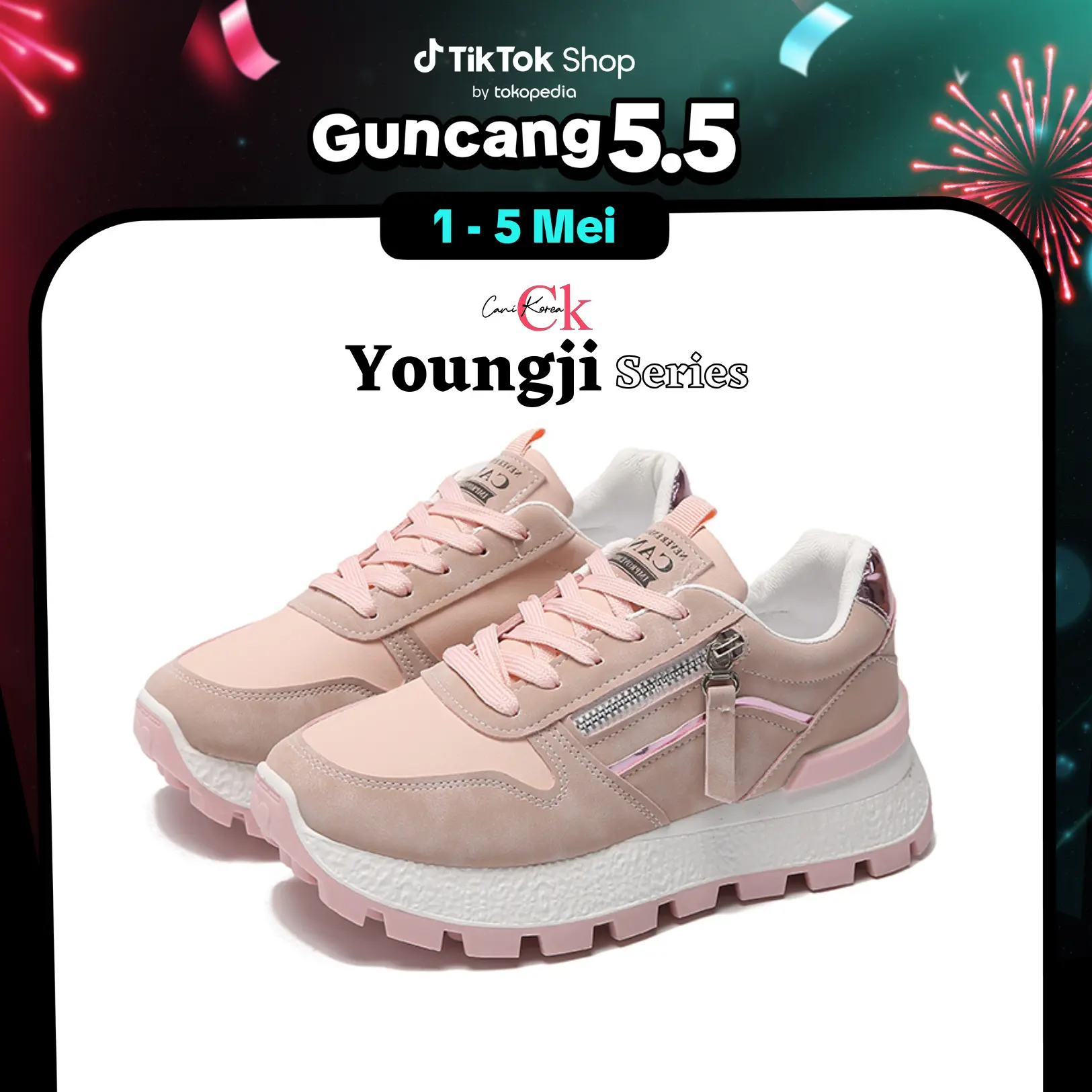 CANIKOREA Youngji Sepatu Wanita Casual Sneaker Korean Senam Shoes Sol Karet Empuk K9252