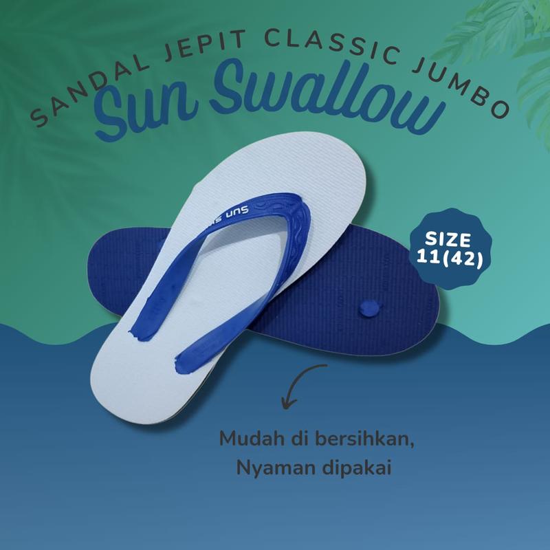 Product Introduction of ECERAN SATUAN DAN GROSIR 1/2LUSIN!!! Sandal Sun Swallow Karet Classic Jumbo 11(42) putih red Jepit Pria fleksibel sexy 4