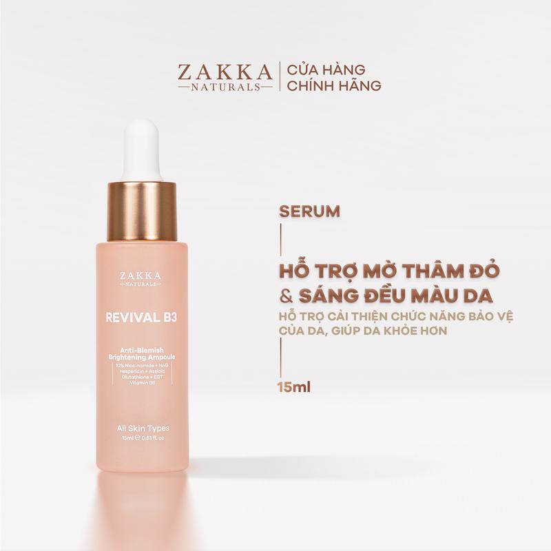 [MINISIZE] Tinh Chất Revival B3 Zakka Naturals Hỗ Trợ Mờ Thâm Đỏ Và Hỗ Trợ Sáng Đều Màu Da 15ml