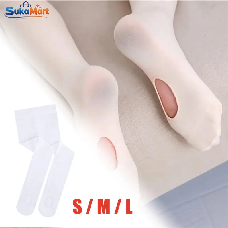 Tights Balet Putih Lubang Telapak Untuk Anak Perempuan Dan Dewasa Convertible Untuk Latihan Menari Stocking Ballet Lembut Dan Adem
