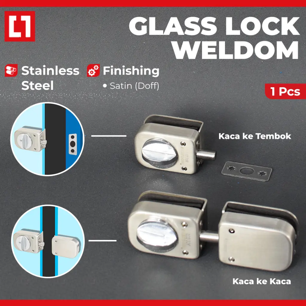 Shower Glass Lock Kunci Grendel Slot Pintu Kaca Kamar Mandi - Weldom