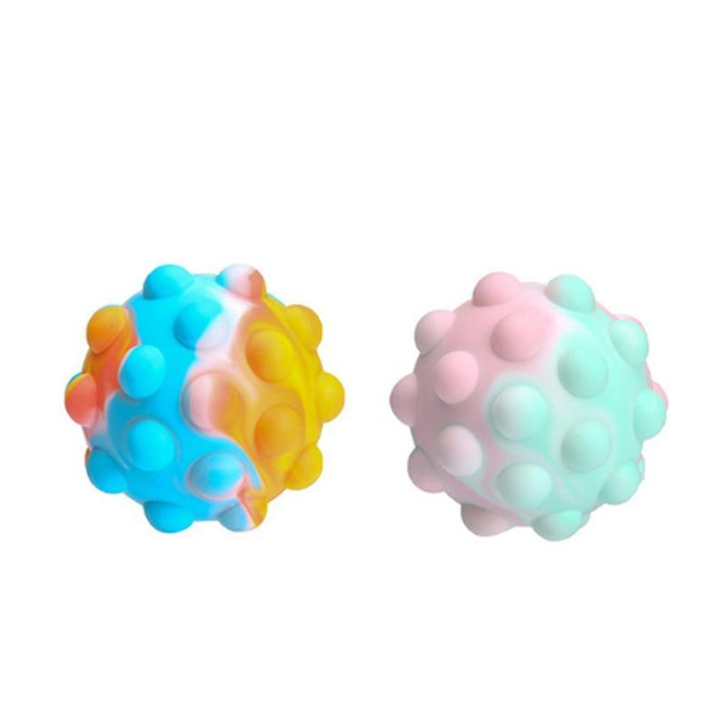 Product Introduction of 2pcs Rainbow Ball Push Bubble Antistress Cube Decompression Toys Squeeze 3D Elastic Ball Stress Relief Sensory Toy For Kids Gift 13