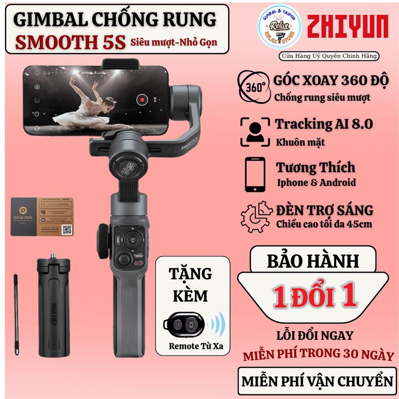 [Smooth 5S ] Gimbal Chống Rung Zhiyun Smooth 5S, Tay Cầm Chống Rung 3 Trục, Thời Gian Tối Đa 25 Giờ, Gậy Quay Vlog, Video, Chụp Ảnh Selfie Phụ Kiện Có Đèn Trợ Sáng, Cân Mọi Dòng Máy