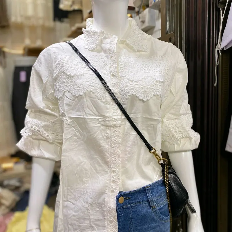 Atasan Kemeja katun prem  import bkk krah renda  Ld116 Pb 67 4