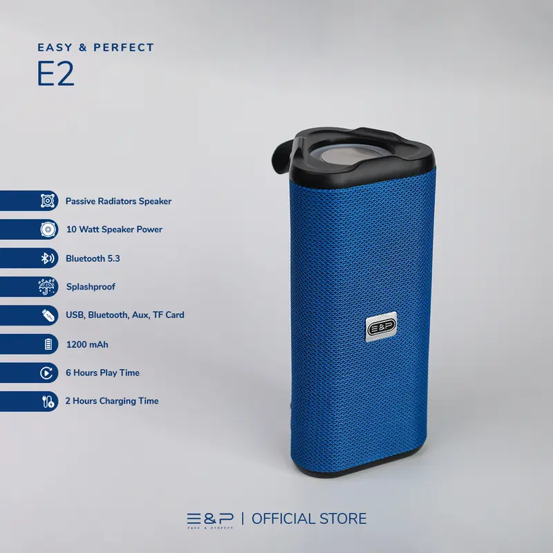 Easy & Perfect E2 | Bluetooth Speaker Portable with Passive Radiators | Splashproof Speaker with RGB Ring Lights | 10 Watt Speaker Power with 6 Hours Play Time 0