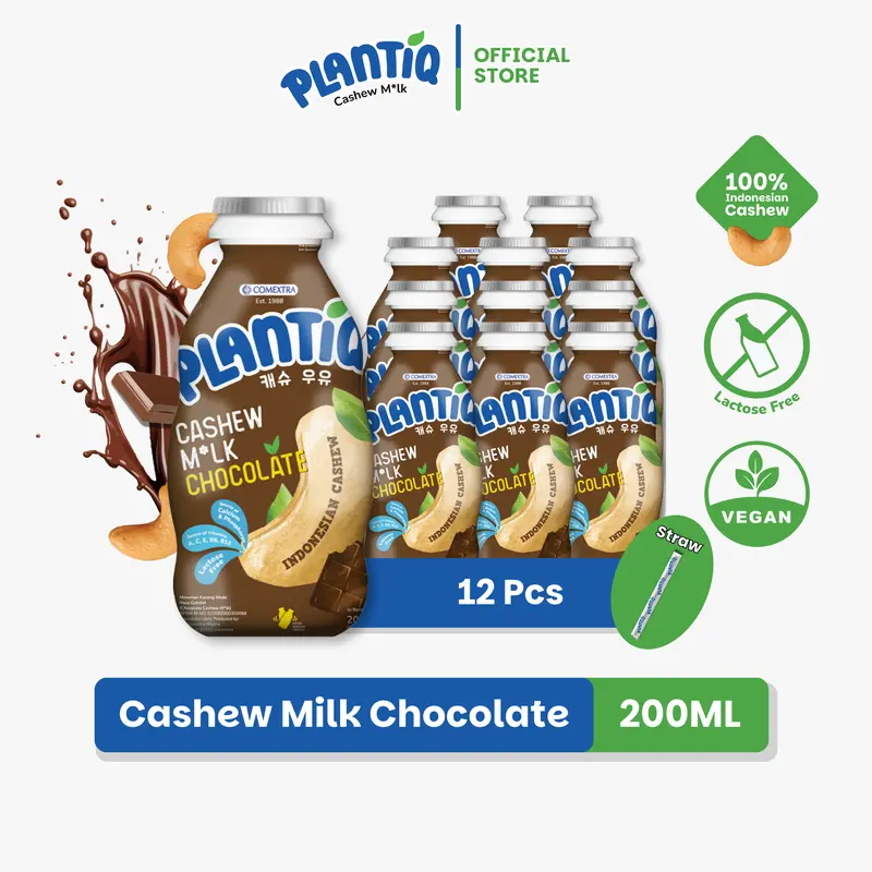 [12 PCS ] PLANTIQ Cashew Milk Chocolate 200ml - Susu Kacang Mede Rasa Coklat -  Non Dairy Milk Lactose Free - Cokelat 0