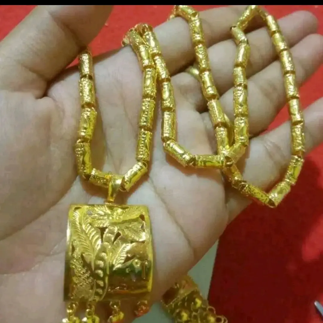 KALUNG BAMBU FREE LIONTIN LAPIS EMAS 24K