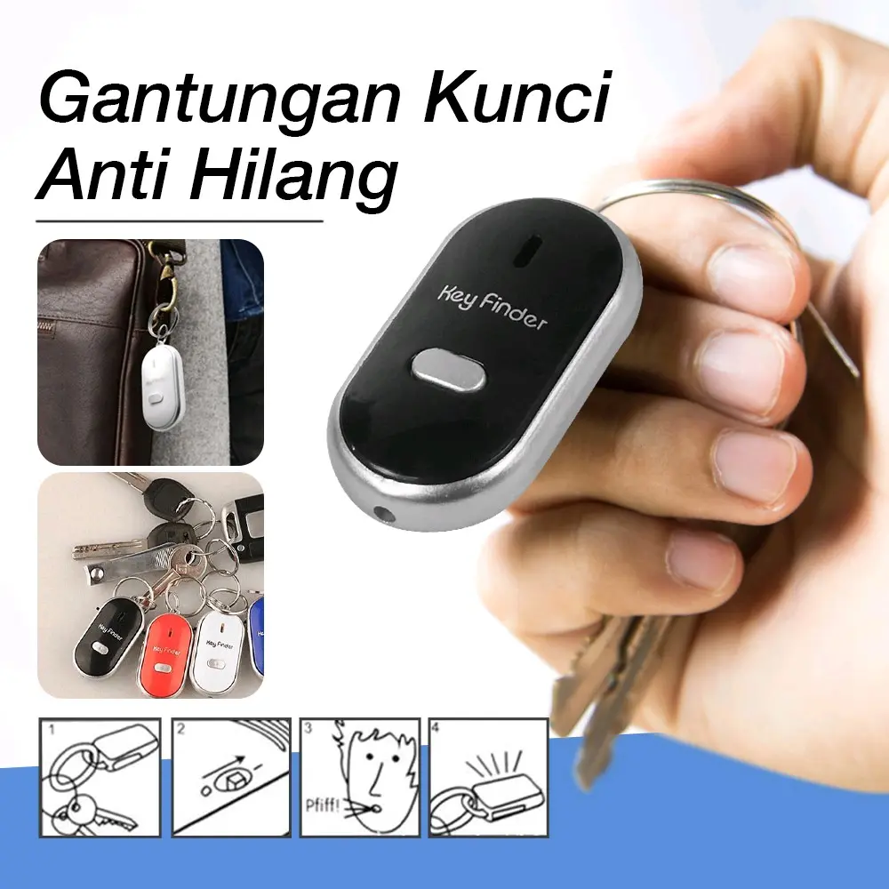 Gantungan Kunci Siul Anti Hilang Key Finder Voice Induction LED Keychain