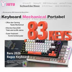 JUTU Keyboard Mechanical Gaming dan Office GK83 RGB Backlit Mechanical Keyboard Hotswap Wired Blue Red Switch Keyboard Mouse Cocok Untuk Laptop/Komputer Desktop