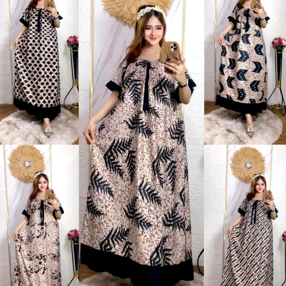 LALISA DRESS FUJI MOTIF DASTER KEKINIAN KERUT DADA RAYON PREMIUM