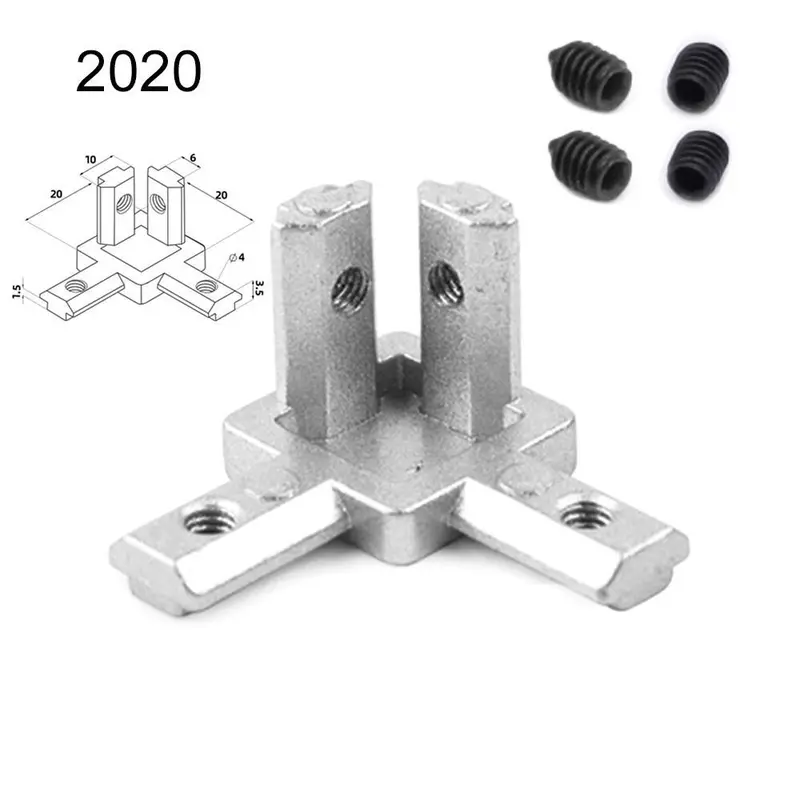 Đầu Nối Giá Đỡ Góc, Thông Dụng Châu Âu, Nhôm Hợp Kim Nhôm Đùn Chuyên Dụng, Dòng 2020, 3030, 4040, 3 Chiều, Tương Thích Với Đầu Cắm 3
