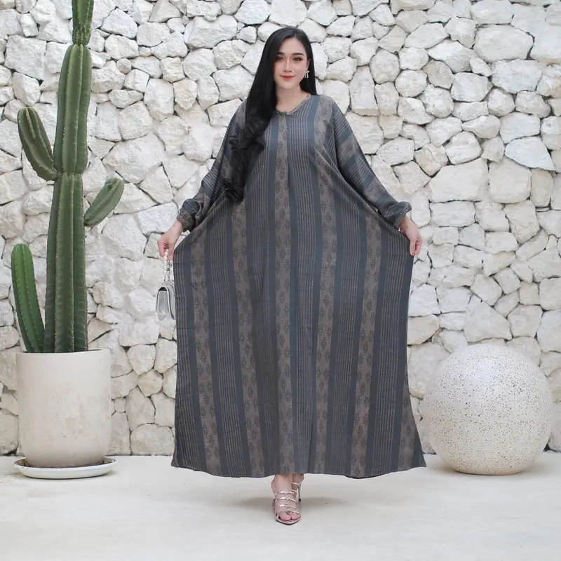 Kaftan Etnik Soraya Rayon Premium Tebal Busui Resleting Depan Jumbo Dress Wanita Panjang Nyaman Gamis Lembut Formal Muslim 1
