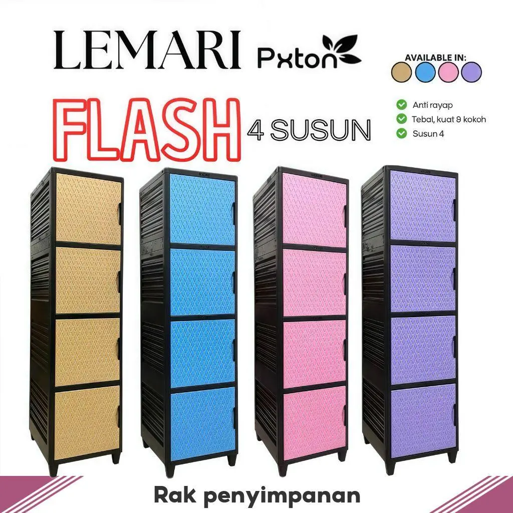 SPESIAL HEMAT PXTON - LEMARI PAKAIAN FLASH PLASTIK 4 SUSUN | 1 PINTU Minimalis Furniture