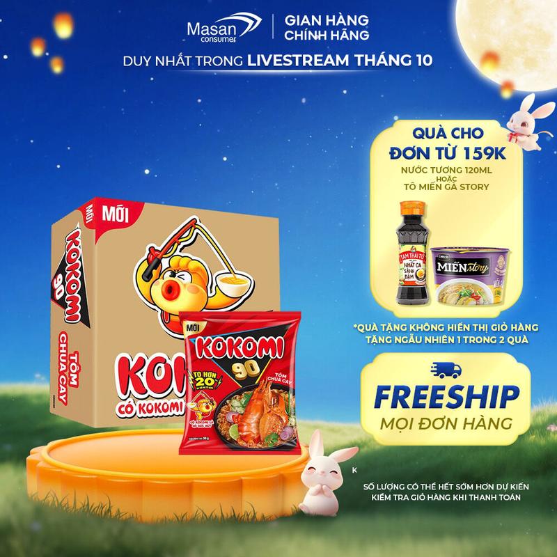 Mì Kokomi Đại 90 Tôm Chua Cay Gói - Thùng 30 Gói x 90g
