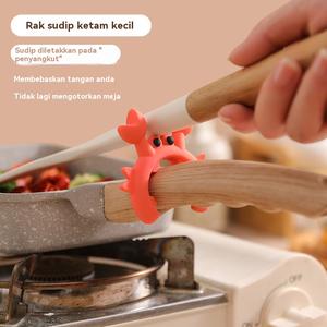 Pemegang Perkakas Silikon, untuk Kegunaan Dapur, Rehat Sudu Anti-Tumpahan, Tempat Alat Memasak, dengan Rak Penyimpanan Boleh Alih, Sesuai untuk Dapur