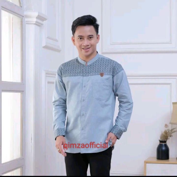 Baju koko bahan katun madina motif panjang pendek  Muslim Pria Dewasa