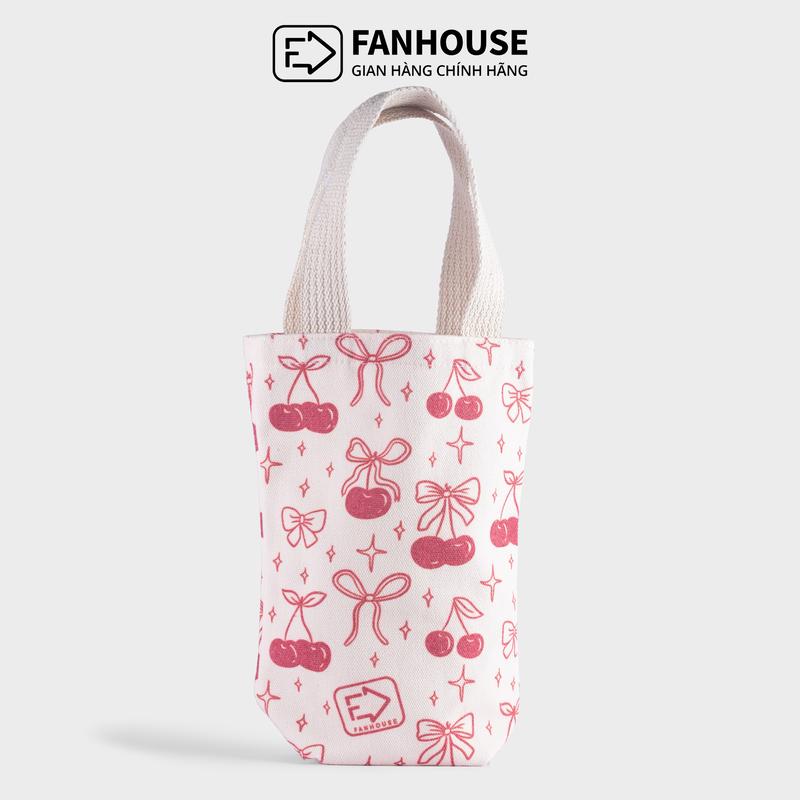  Túi đựng bình ly giữ nhiệt hoạt hình Fan House túi vải Canvas bảo vệ bình 