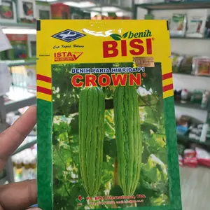 Benih Bibit Pare Paria Crown F1, Tipe Jumbo (Kulit Hijau sedang, Disukai Pasar dan Produksi Tinggi) Isi Benih 10 Gram, biasanya isi (50 - 65 butir) - Benih Bisi Cap Kapal Terbang