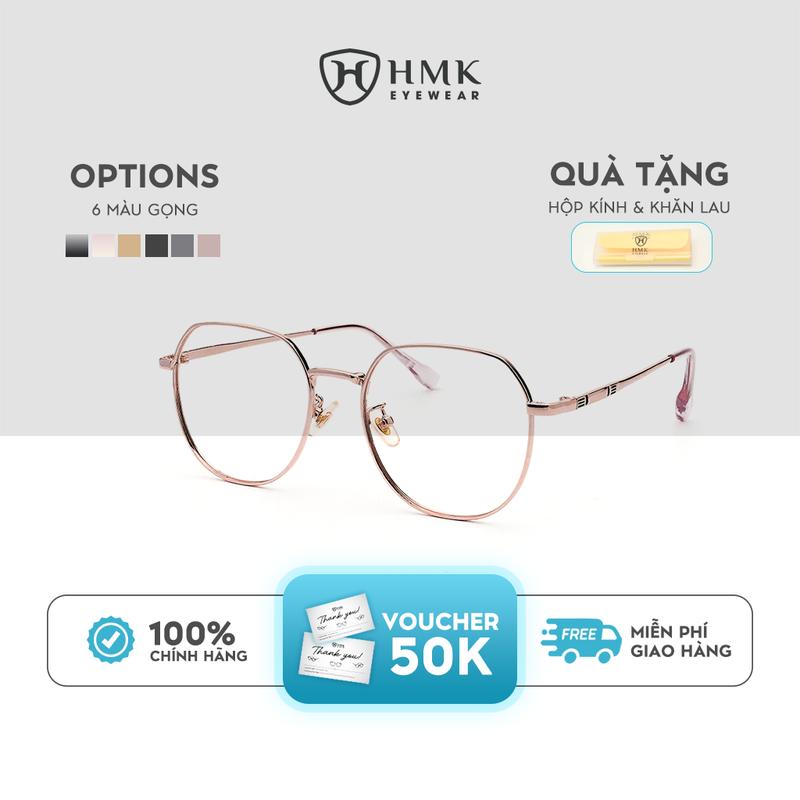 Gọng Kính Kim Loại HMK Eyewear Dáng Đa Giác Thời Trang Nam Nữ Mỏng Nhẹ Chắc Chắn - KL66025