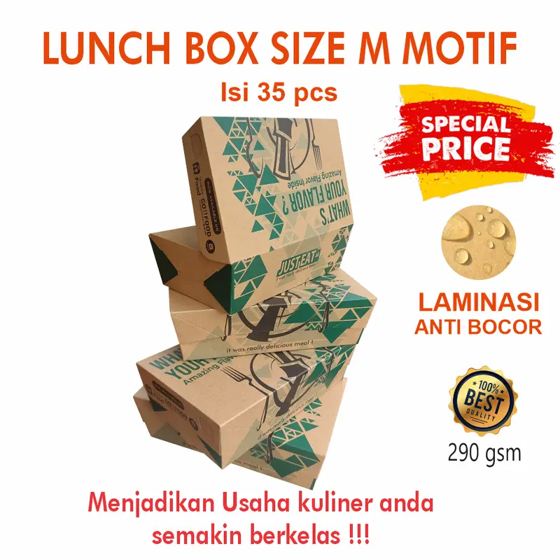 (isi 35) M craft cetak motif /dus makanan paperplunchbox takeaway dus ayam lunch box papr dus ayam geprek dus mie gacoan dus dimsum 2