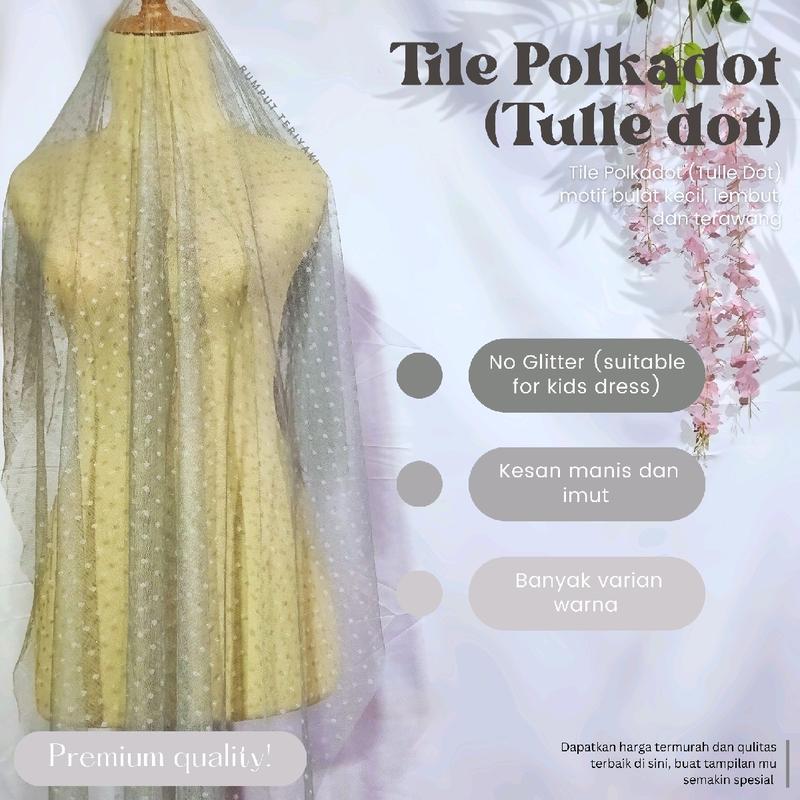 Tille Polkadot || Tulle Dot || Lembut || Premium Murah || Tile Kain Glitter 0