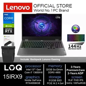 Lenovo LOQ 15IRX9 RTX4050 6GB i7-13650HX 32GB 512GB W11+OHS 100SRGB 15.6" FHD IPS 4-Zone RGB Keyboard Grey Garansi Resmi