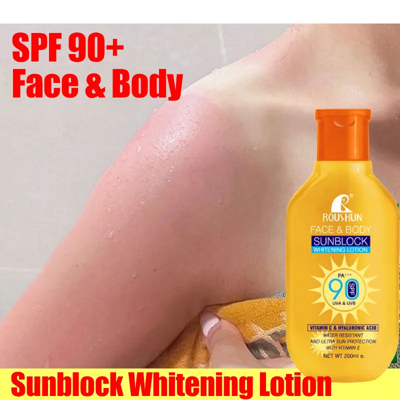 200ML Glowing Up Sunscreen Lotion Whitening Sunblock Cream SPF90 PA +++ Wajah Dan Badan Sunscreen Sun Protect & Moisture Lotion Original Sunblock UVA/UV Protection Tahan Air Double Whitening Waterproof 2