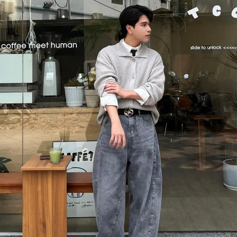 Áo Khoác Len Cardigan Dệt Kim Màu Trơn Cao Cấp Dáng Rộng Nam Nữ Menswear NT25 A02 7