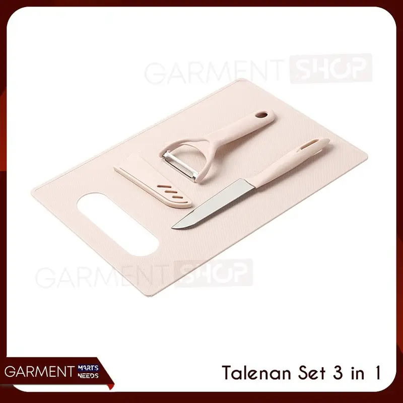 Pisau Set Talenan 3 in 1 Pengupas Kulit Buah Sayur Serbaguna Stainless Kitchenware 3