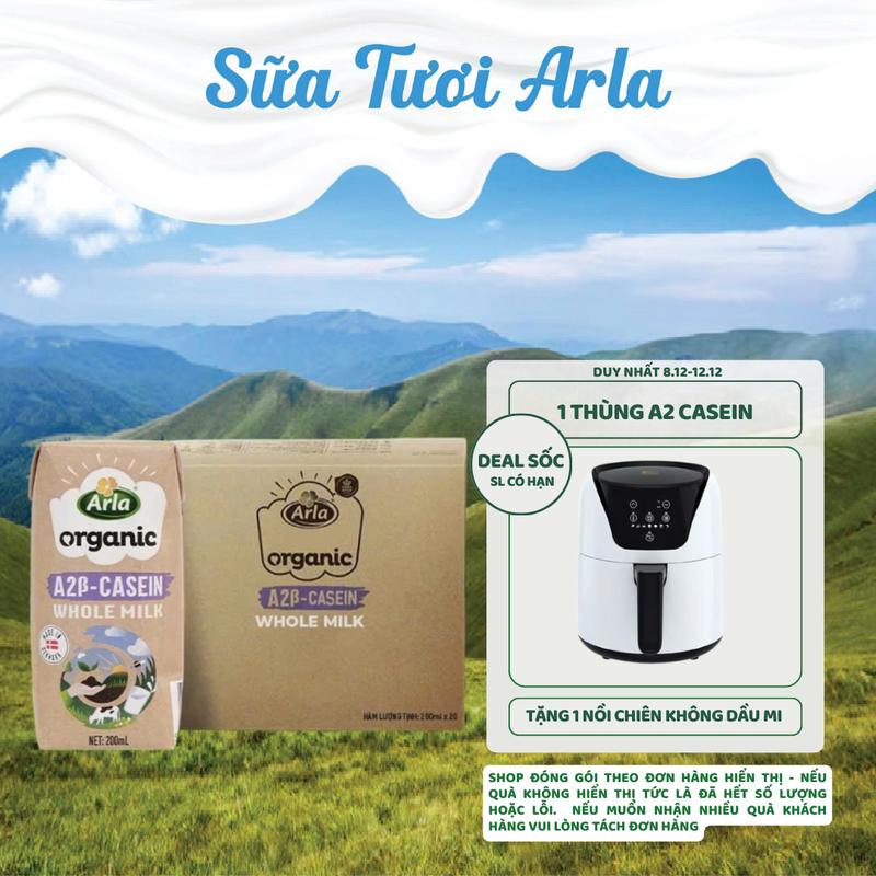 TẶNG 1 NỒI CHIÊN KHÔNG DẦU MI 1 Thùng sữa tươi hữu cơ Arla A2 Organic Đan Mạch bổ sung dinh dưỡng ngày dài