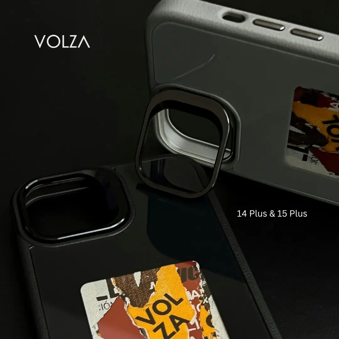 Iphone Plus Casing Layar Smartphone VOLZA Image Shifter untuk iPhone 14/15Plus dengan Perlindungan Logam Case Black Grey Metal Protection Penutup