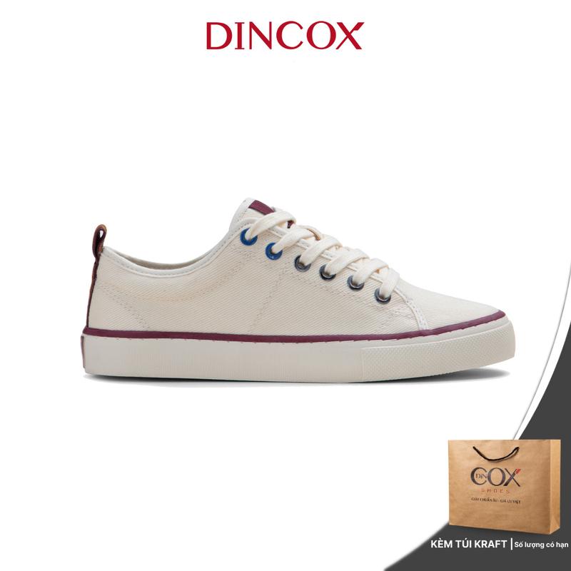 Giày Sneaker Đế Bằng Vải Canvas Unisex C40 White/ Trắng kem Đơn Giản Tinh Tế Dincox Shoes Cao Su